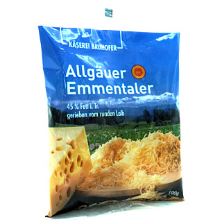 Allg.​Emmentaler 100gr gerieben 45% 