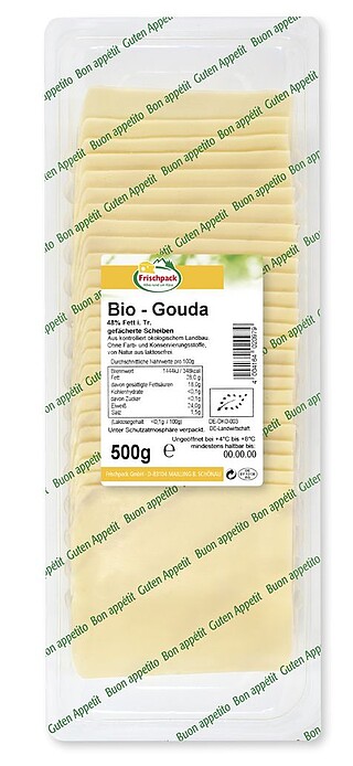 Bio Gouda-​Scheib.​48% 500g 25x20gr 